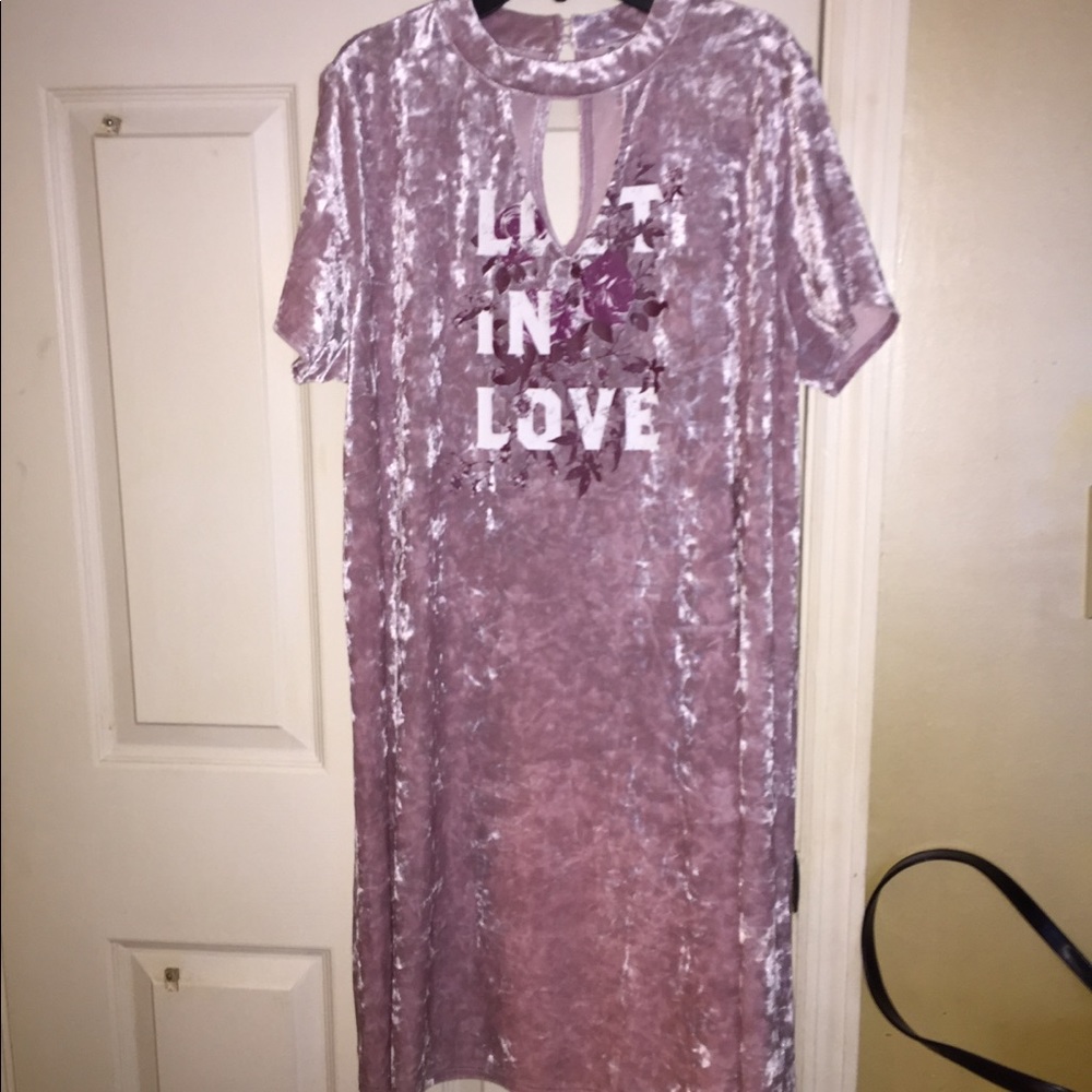 Pink Crushed Velvet Lost in Love Dress